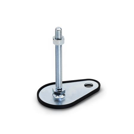 Otto Ganter Levelling Feet Steel Zinc Plated with Fixing Lug Drop Shape, GN 42